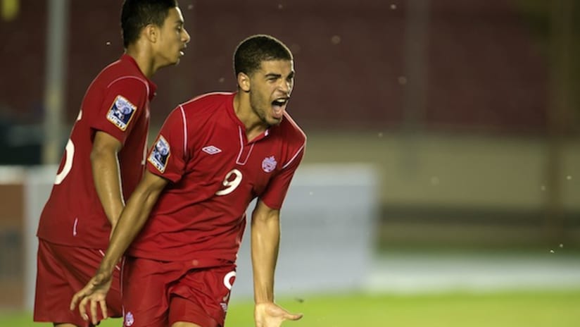 Canada U-17 and Toronto FC Academy player Jordan Hamilton celebrates a goal