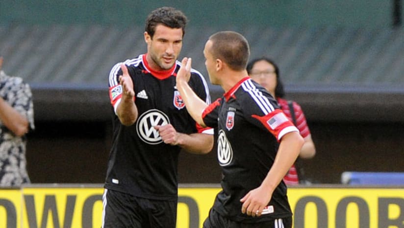 D.C. United's Chris Pontius and Perry Kitchen celebrate