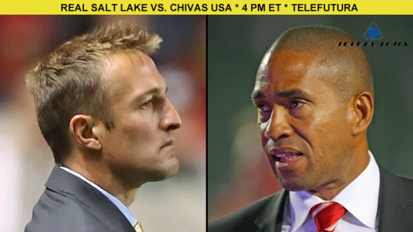 Jason Kreis (left) and Real Salt Lake take on Robin Fraser and Chivas USA on Saturday.