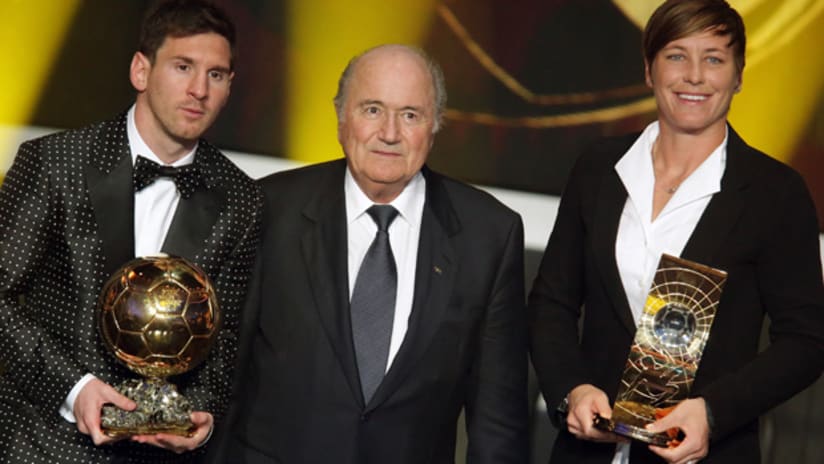 Messi and Wambach with Sepp at Ballon d'Or