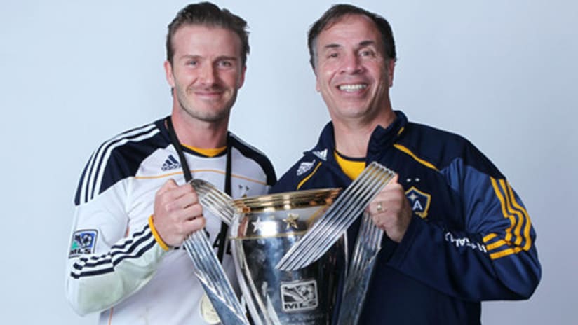 David Beckham and Bruce Arena after MLS Cup