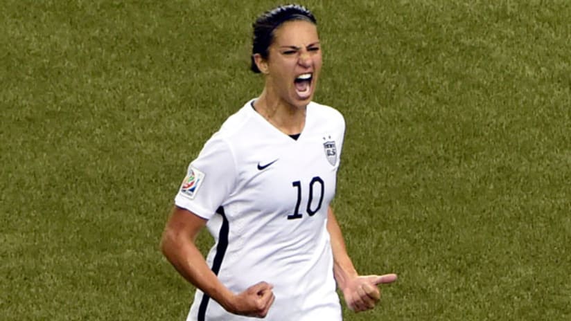 Carli Lloyd celebrates after the game-winning penalty vs. Germany