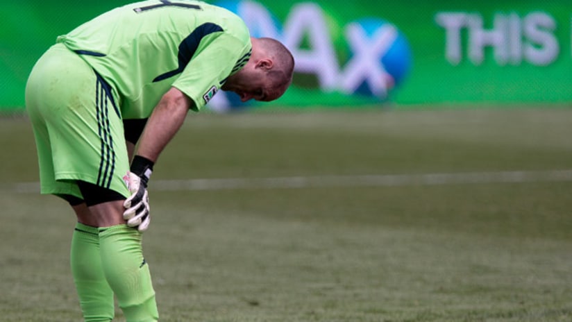 Toronto's Stefan Frei is down during a crushing defeat to Philadelphia.
