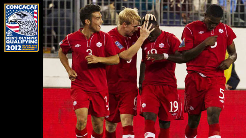Olympic Qualifying: Canada celebrate their win over USA, March 24, 2012.