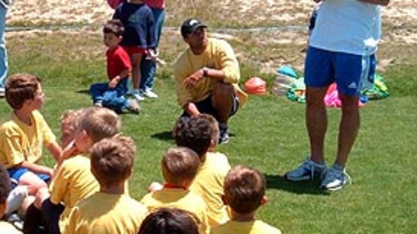 Eddie Robinson talked about dedication with kids at the Catalyst Soccer Club.