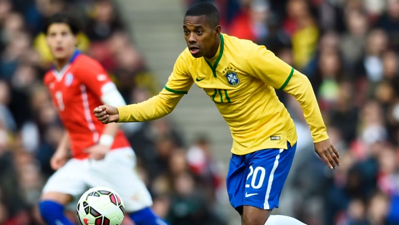 Robinho - in action for Brazil in a 2015 friendly vs. Chile