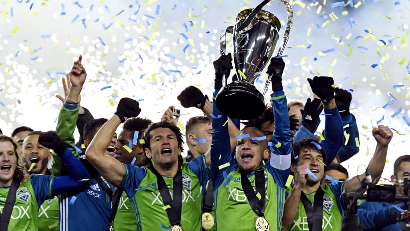 Seattle Sounders celebrate 2016 MLS Cup Final