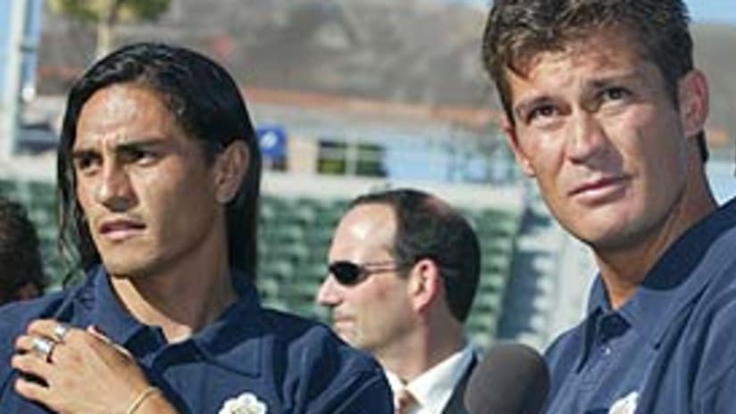 Chivas players Francisco Palencia (left) and Ramon Ramirez attended the ceremonies.