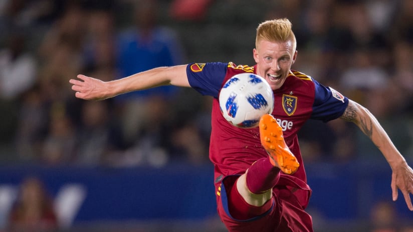 Justen Glad - Real Salt Lake - stretches for ball