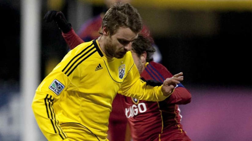 The Crew's Eddie Gaven could start out of position on Tuesday night against Real Salt Lake.