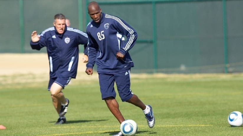 Chad Ochocinco and KC manager Peter Vermes