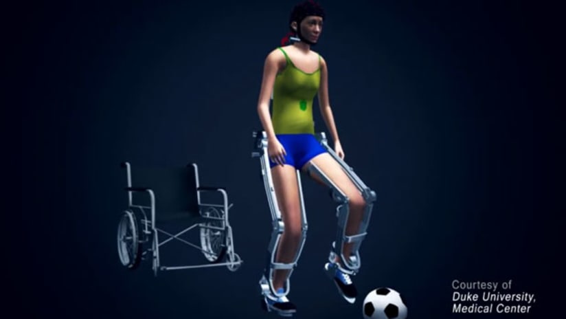 Mechanical exoskeleton that will allow paralyzed teen to kick a ball at World Cup