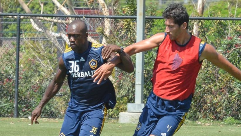 Clarence Seedorf and Omar Gonzalez at LA Galaxy training