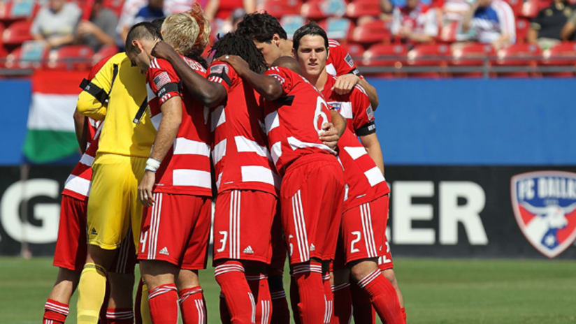 FC Dallas huddles before a game