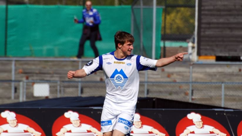 Josh Gatt of Molde celebrates a goal