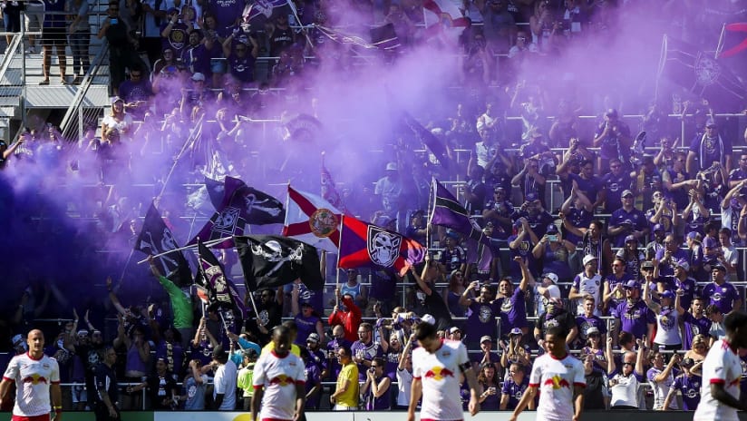 The Wall supporters' section - Celebrating - Orlando City Stadium