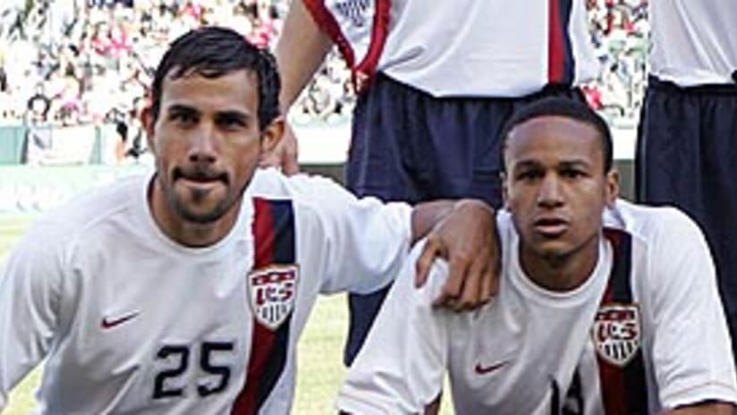 Pablo Mastroeni (left), Ricardo Clark and the USA face Mexico Wednesday.