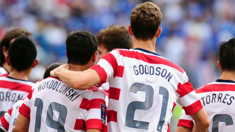 Chris Wondolowski and Clarence Goodson with the US national team