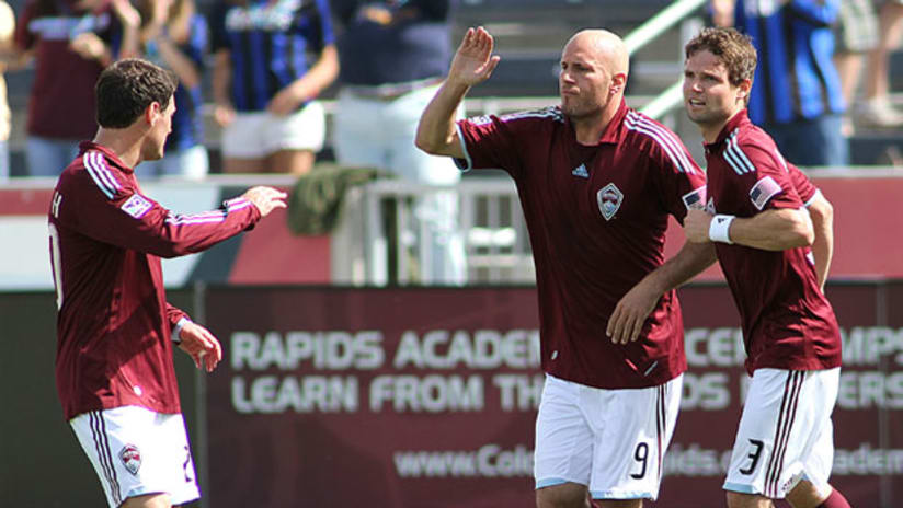 Conor Casey (center) has three goals for the Rapids this season.