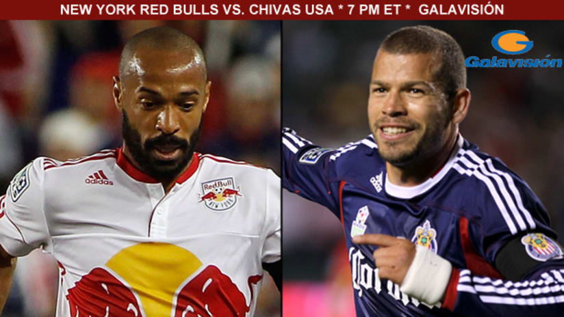 Thierry Henry (left) and the New York Red Bulls take on Alejandro Moreno and Chivas USA on Sunday at Red Bull Arena.