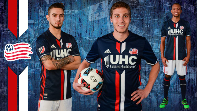 New England Revolution players in new 2016 jersey