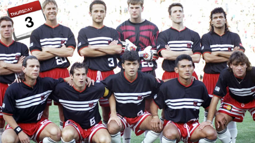 3 For Thursday: DC United pose for a team picture prior to facing San Jose in April 1996