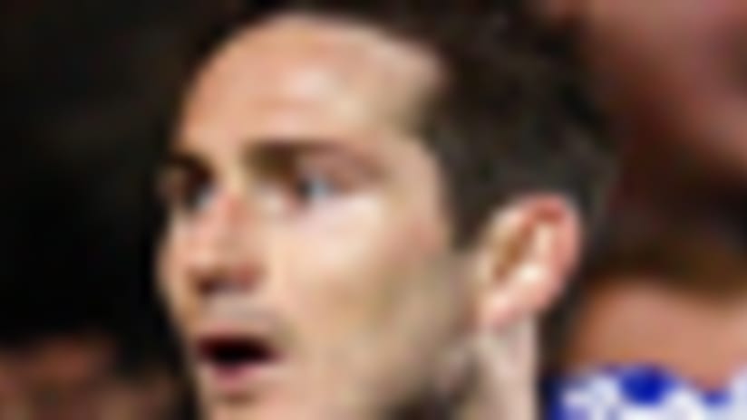Frank Lampard celebrates after scoring and sealing a spot for Chelsea in the UEFA Champions League semi-final.