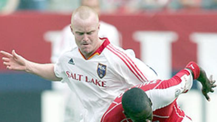 Kenny Cutler (L) helped RSL to a tie against the New York Red Bulls.
