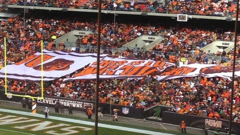 Cleveland Browns fans' tifo is upside down