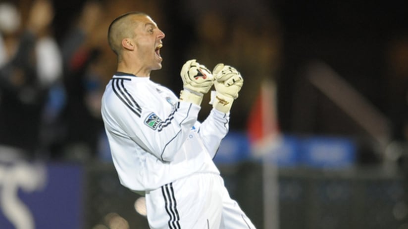 San Jose goalkeeper Jon Busch reacts during the Quakes' loss to Real Salt Lake on Wednesday night.