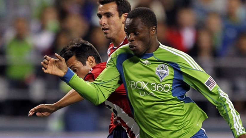 Steve Zakuani scored Seattle's first goal as they cruised to a 2-1 win against Chivas USA on Friday.
