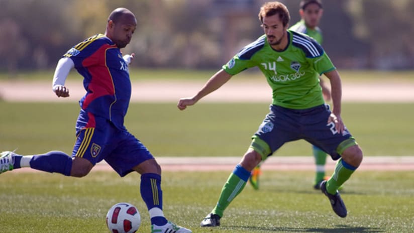 Seattle Sounders forward Roger Levesque has been trying out at right back.