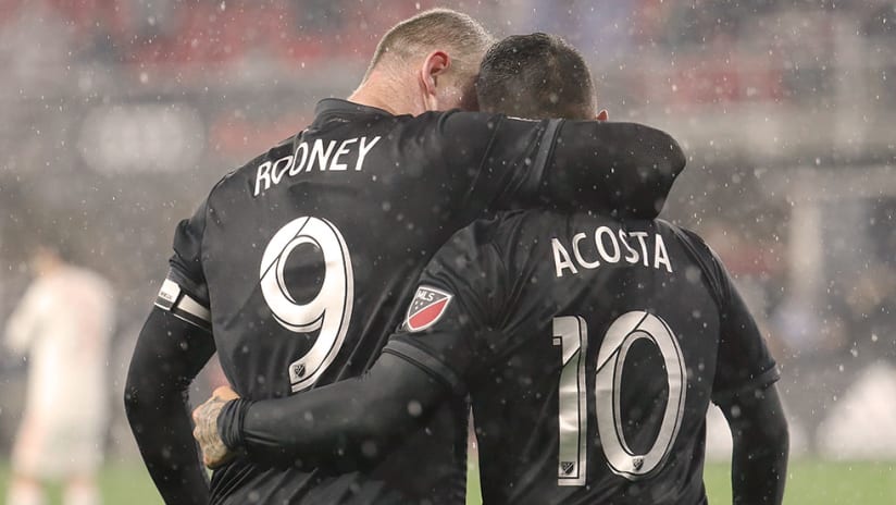 Luciano Acosta, Wayne Rooney - DC United - Hugging