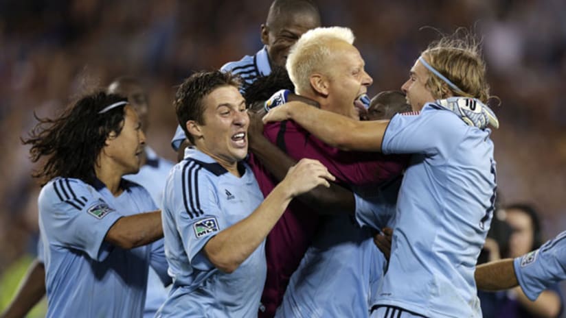 Jimmy Nielsen and Sporting KC celebrate their Open Cup victory