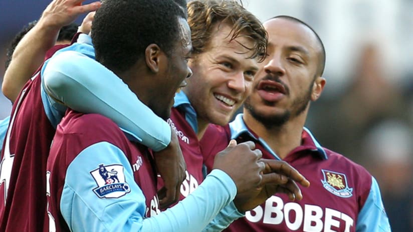 Jonathan Spector scored the first goal for West Ham in a 2-0 FA Cup win vs. Barnsley.