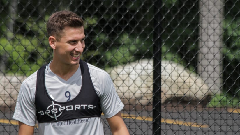 Krisztian Nemeth - close-up - at first New England training session