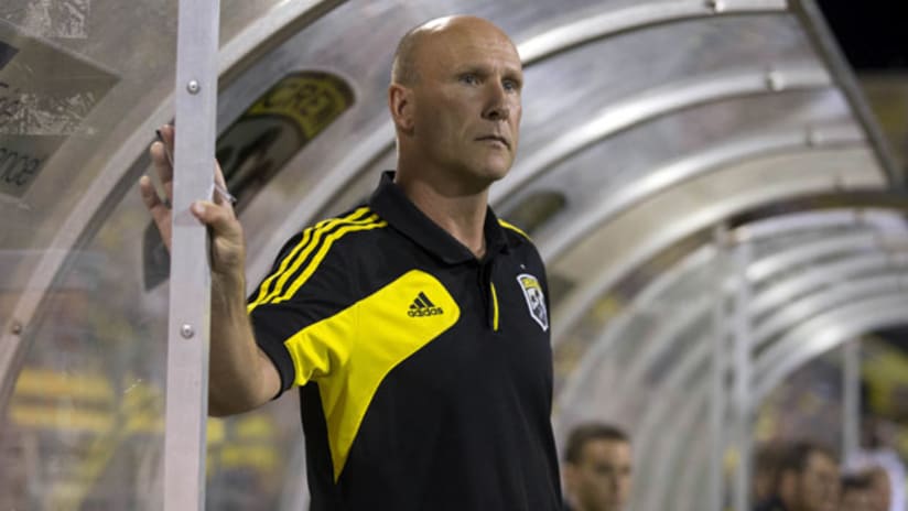 Brian Bliss in his debut as interim head coach for the Columbus Crew