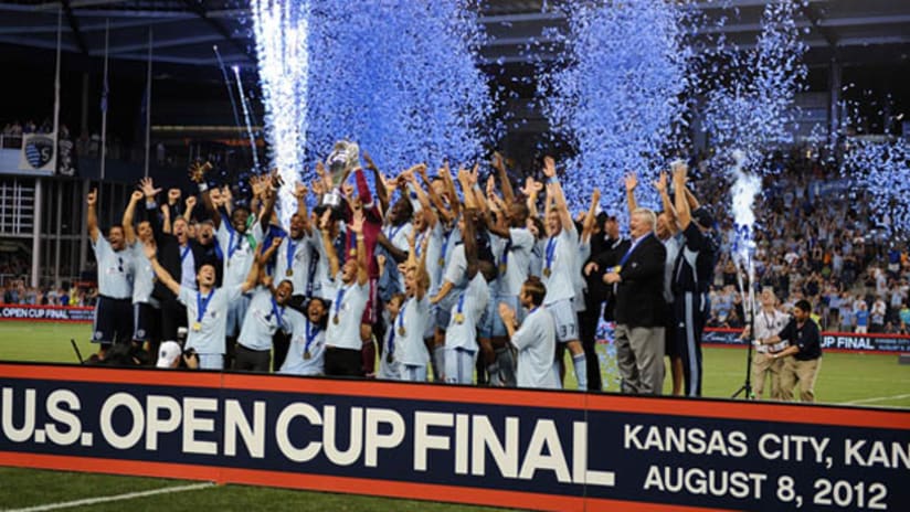 Sporting KC celebrate their 2012 US Open cup win