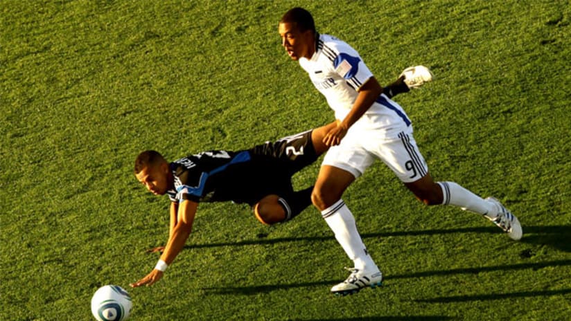 Teal Bunbury (right) wasted a couple of clear chances as Kansas City lost to San Jose 1-0.