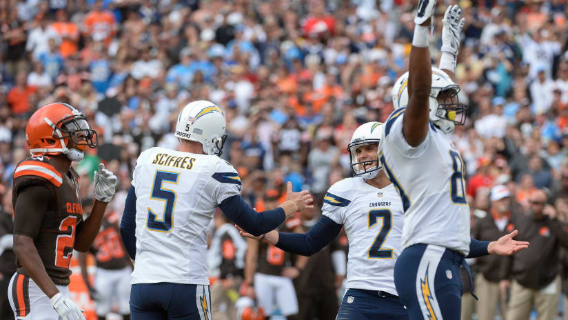 Josh Lambo kicks a last-second, game-winning field goal for the NFL's Chargers