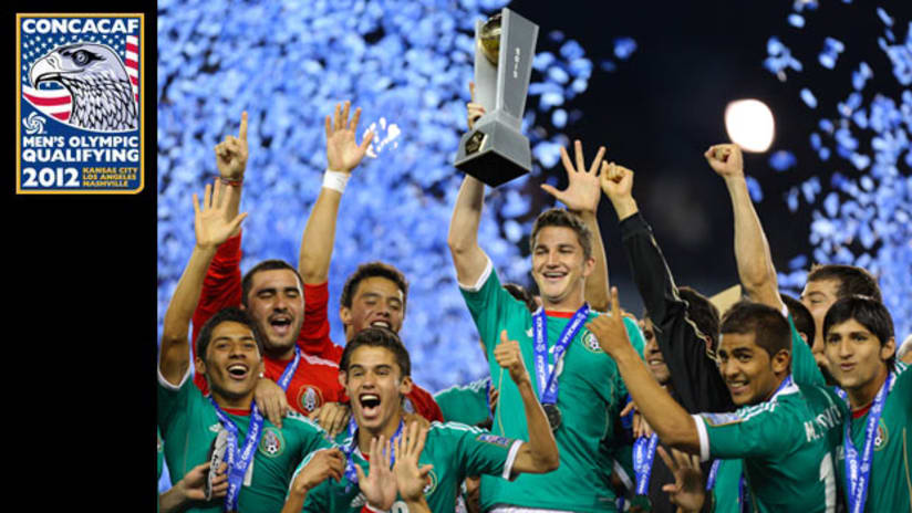 Mexico celebrates winning the CONCACAF Olympic qualifying tournament on Monday