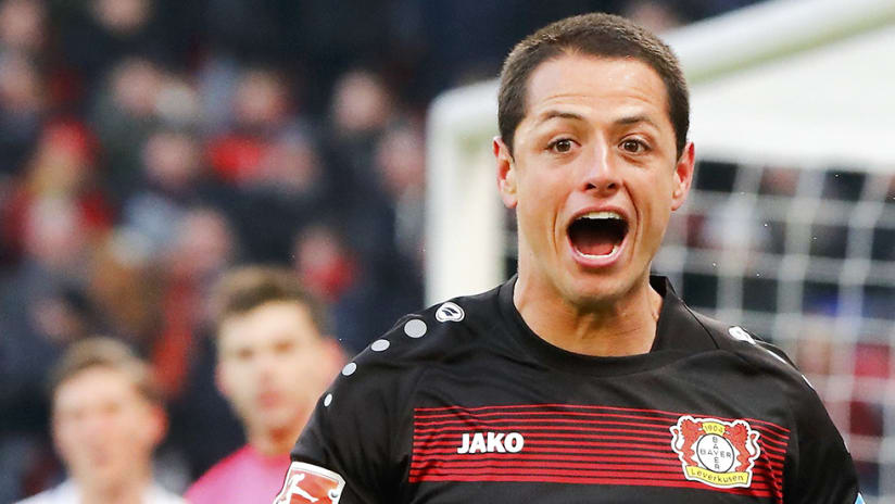 Javier Hernandez - Bayer Leverkusen - celebrates