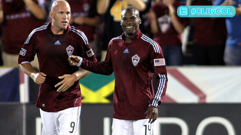 Colorado will need Conor Casey (left) and Omar Cummings to perform well at Columbus in the second leg.