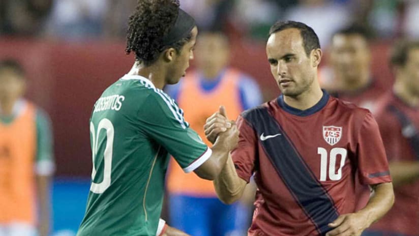 Giovani dos Santos and Landon Donovan during the US-Mexico friendly
