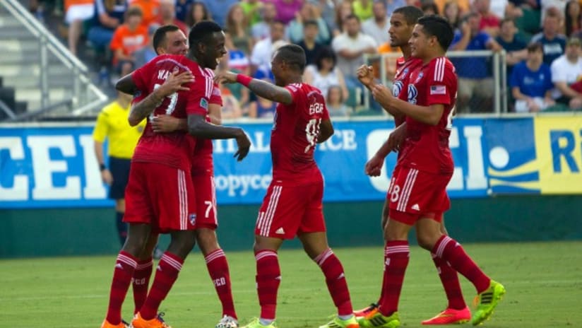 FC Dallas celebrate a goal in US Open Cup against Carolina RailHawks