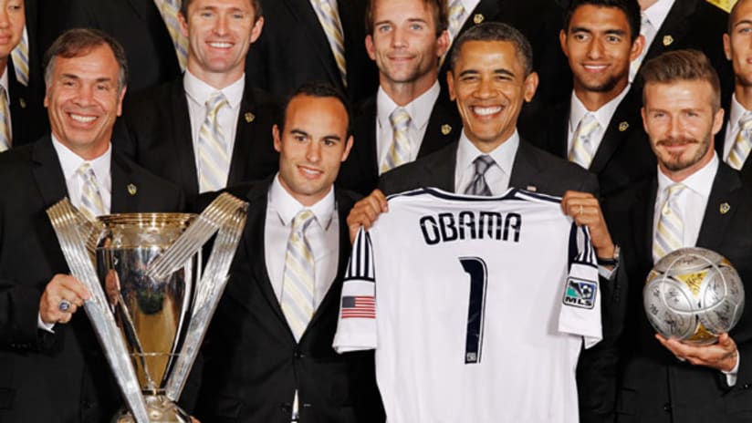 LA Galaxy at the White House: Bruce Arena, Landon Donovan, President Barack Obama, David Beckham