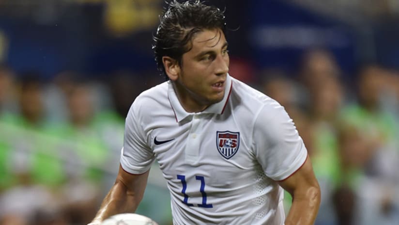 Alejandro Bedoya in action for the USMNT in a Gold Cup game