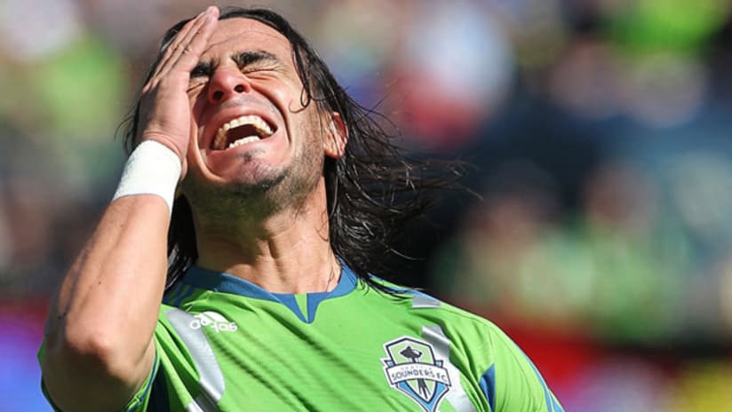 Seattle's Mauro Rosales reacts to his missed penalty shot against Real Salt Lake.