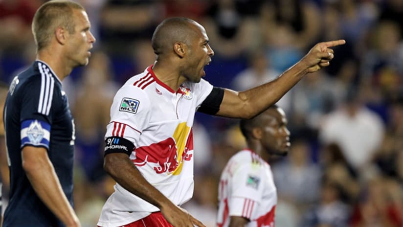 Thierry Henry reacts during New York's match vs. Vancouver.