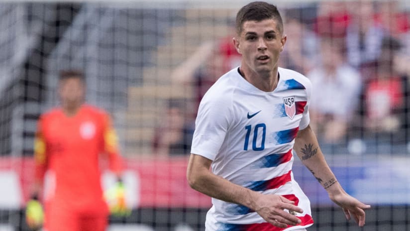 Christian Pulisic - USMNT - United States - close-up - in action vs. Bolivia in May 2018